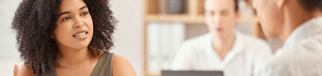 she is talking with a business marketing consultant