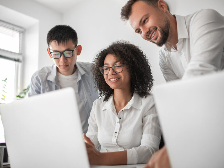 a small business owner and her employees are learning to manage business profile google