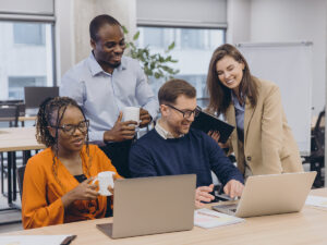 They discuss marketing on a budget for small business while researching together