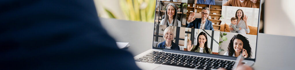 Marketing team discussing how to get found on Google via a virtual meeting