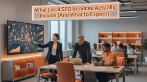 Professional header image for list-based article: What Local SEO Services Actually Include (And What to Exp...