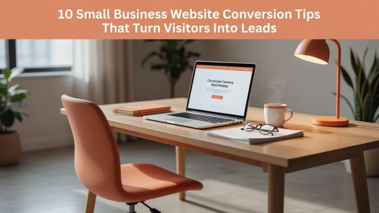 Professional header image for list-based article: 10 Small Business Website Conversion Tips That Turn Visit...