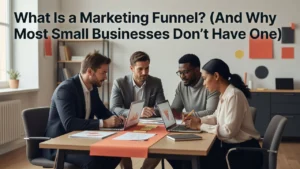 Professional header image for educational tutorial: What Is a Marketing Funnel? (And Why Most Small Businesse...