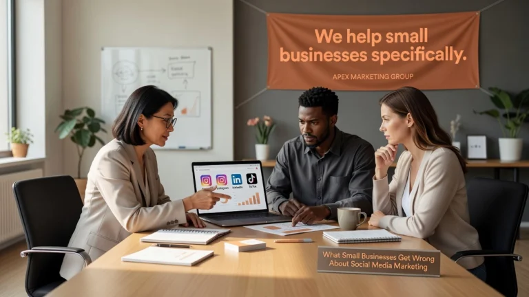 Professional header image for list-based article: What Small Businesses Get Wrong About Social Media Marketing